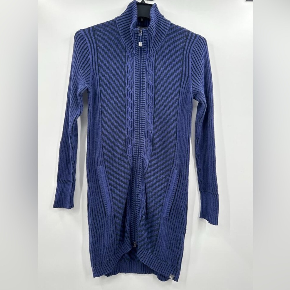 Eddie Bauer women purple and black long sweater cardigan